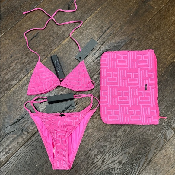 Triangl Striped Red Bikini & Traingl Pink Bikini Bundle NWT - Picture 5 of 8